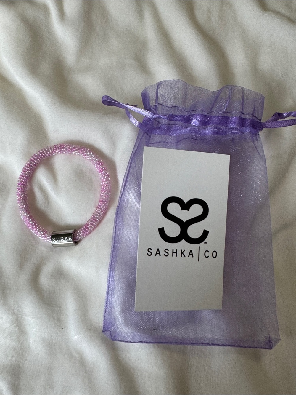 Sashka Co. Pink Beaded Bracelet with Nurse Charm